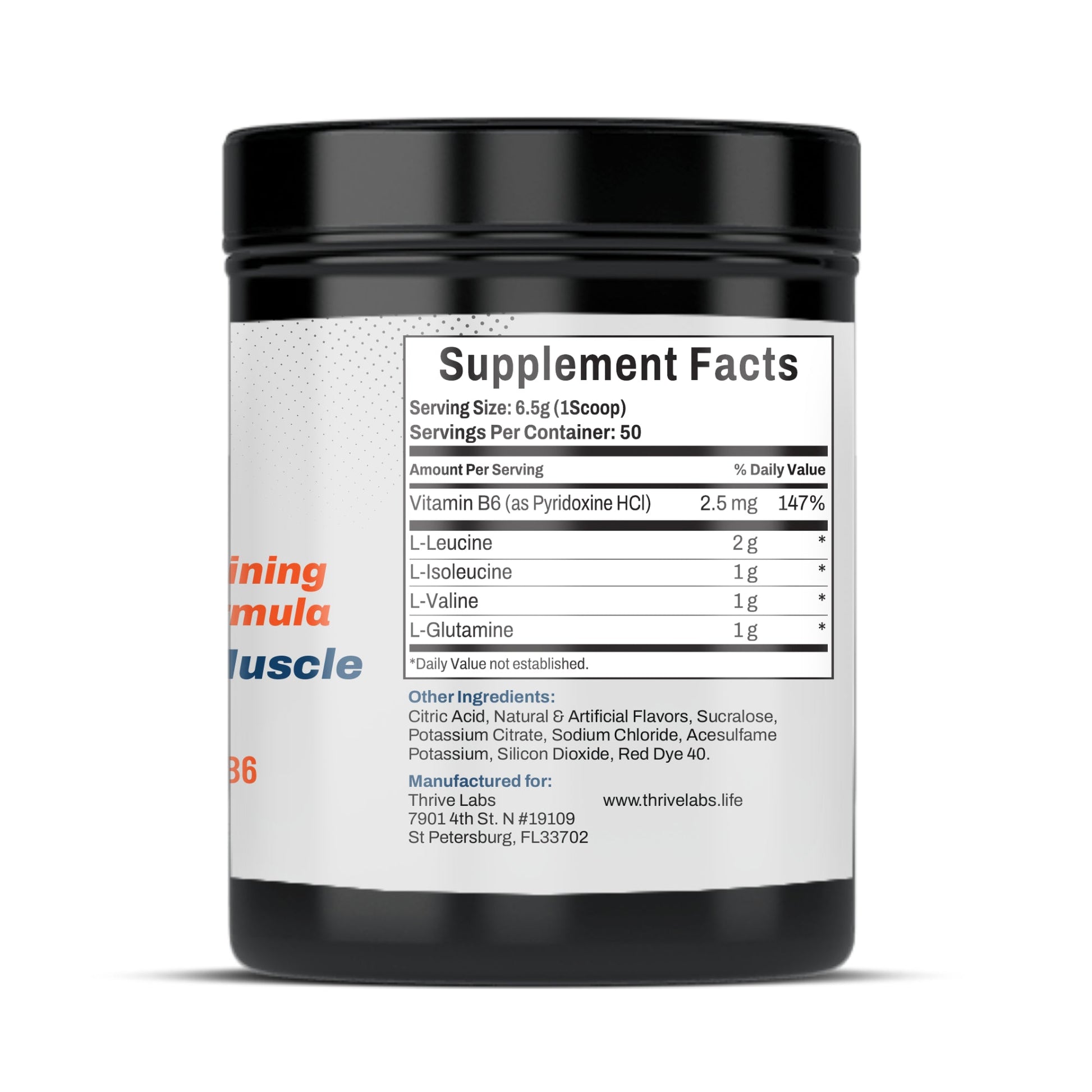 BCAA Training Formula Ingrdients by Thrive Labs